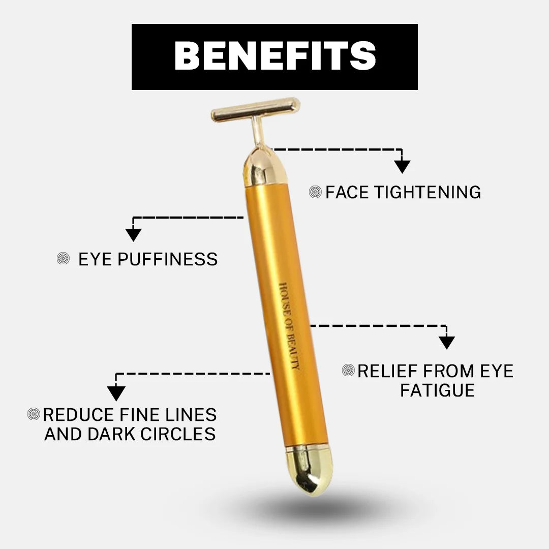 🔥 HOT SALE 🔥 24K Gold T-Shape Vibrating Face Massager 🌟50% OFF🌟🌟